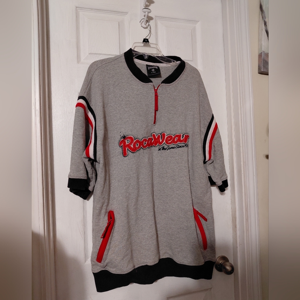 Vintage Rocawear Sweater Mens XL Gray Pullover Crew Neck Hip Hop